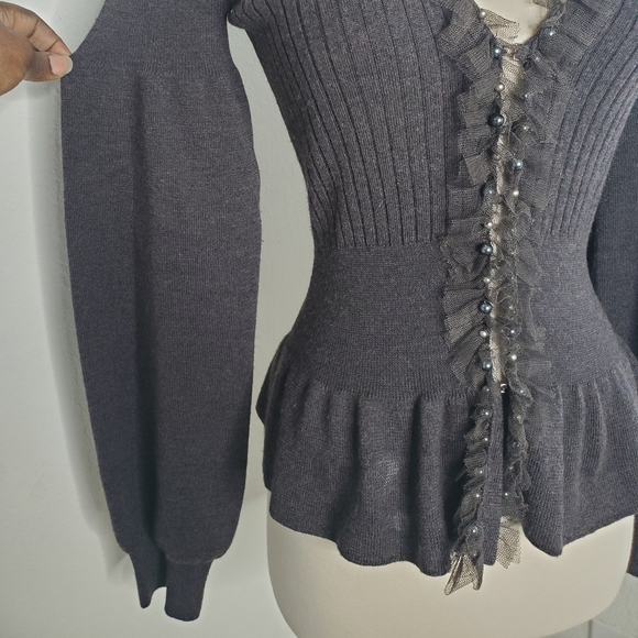 EMPORIO ARMANI Peplum Balloon Sleeve Sweater 8. - Picture 10 of 12